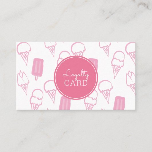 Eis Cream Shop Hand Pink Pink Loyalty Card Visitenkarte (Vorderseite)