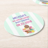 Eis Cream Social Baby Shooting Event Runder Pappuntersetzer (Angewinkelt)