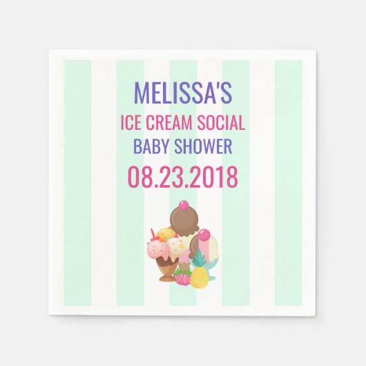 Eis Cream Social Baby Shooting Event Serviette (Vorderseite)
