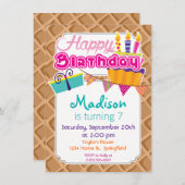 Eis Cream Waffle Cone Pattern Einladung (Vorne/Hinten)