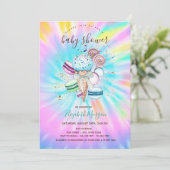 Eis Creams Macaroons Summer Gefärbte Krawatte Baby Einladung (Stehend Vorderseite)