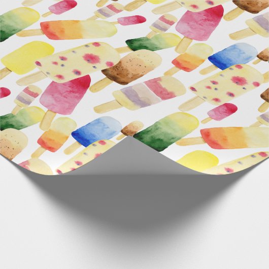 Eis Creme Aquarellmuster Geschenkpapier (Ecke)