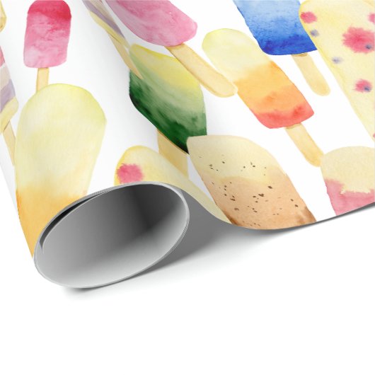 Eis Creme Aquarellmuster Geschenkpapier (Rolleneckpunkt)