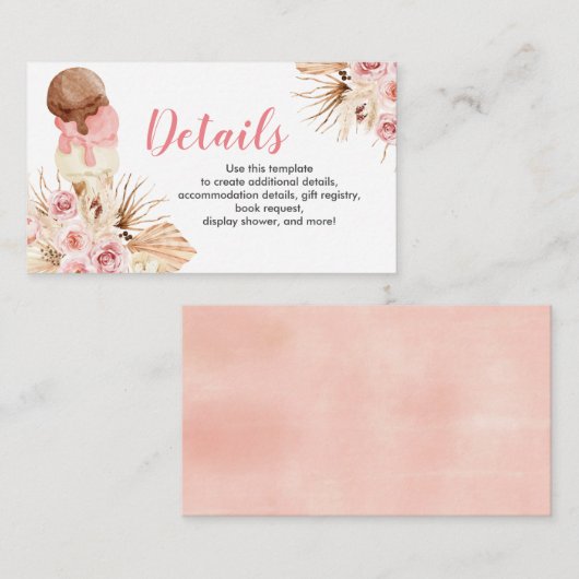 Eis Creme Boho Details Babyduschkarte Begleitkarte (Vorne/Hinten)