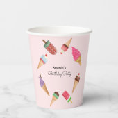 Eis Creme Cones Popsicles Party Pink Pappbecher (Rückseite)