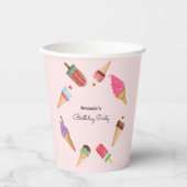 Eis Creme Cones Popsicles Party Pink Pappbecher (Vorderseite)