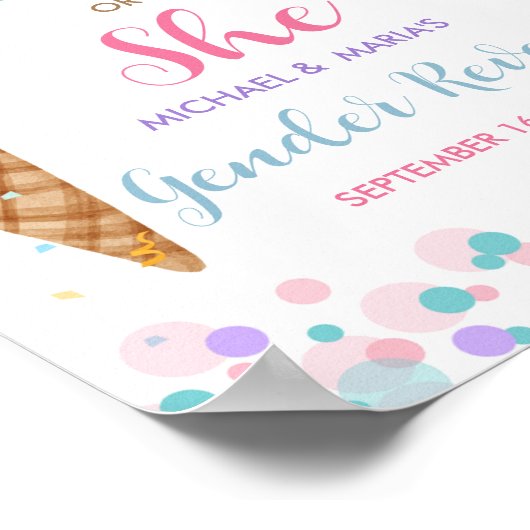 Eis-Creme, das er oder sie Geschlecht offenbart Be Poster (Ecke)