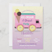 Eis Creme Donut Party Geburtstag Pink Doughnut Einladung (Vorderseite)