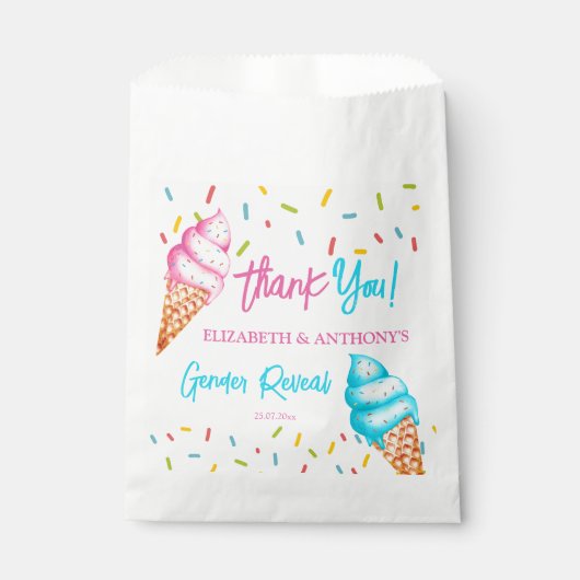 Eis Creme Gender offenbaren danke Geschenktütchen (Vorderseite)