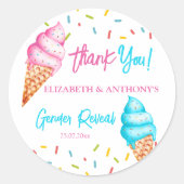 Eis Creme Gender offenbaren danke Runder Aufkleber (Vorderseite)