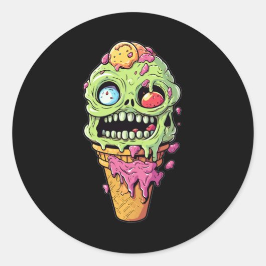 Eis-Creme-Kegel-mit-wenig-Monster-Sammlung (1) Runder Aufkleber (Vorderseite)