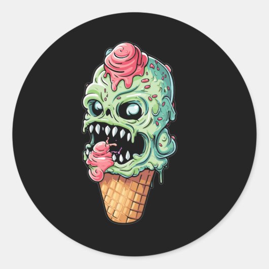Eis-Creme-Kegel-mit-wenig-Monster-Sammlung (4) Runder Aufkleber (Vorderseite)