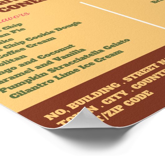 Eis-Creme-Logo, Eiscremewerbung Poster (Ecke)