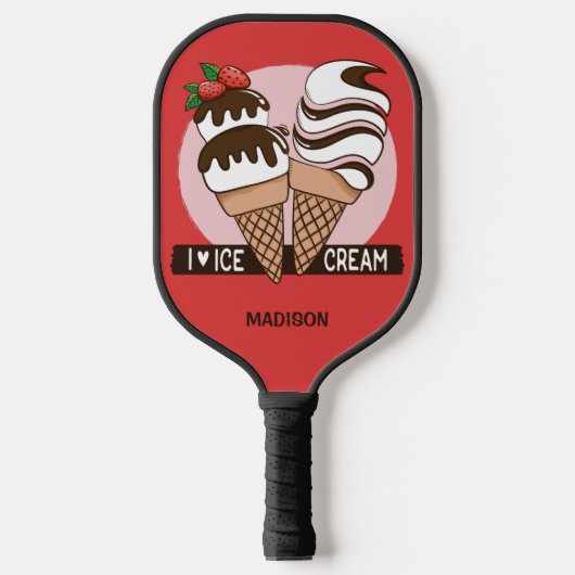 Eis Creme Lover individuelle Name & Farbe Pickleball Schläger (Vorderseite)