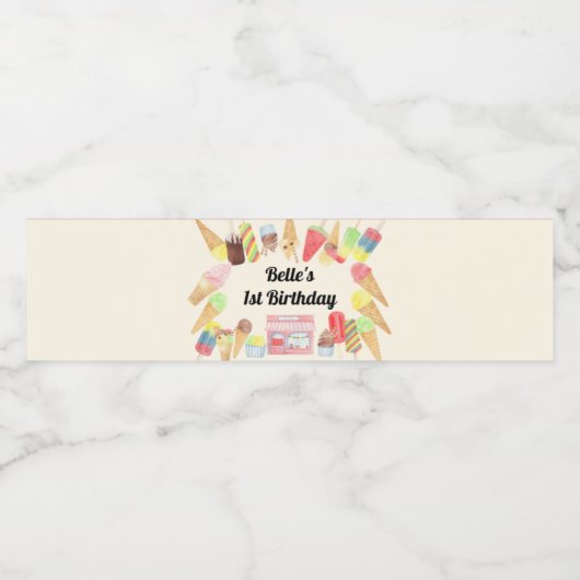 Eis Creme Party Wasser Flasche Etikett (Einzelnes Label)