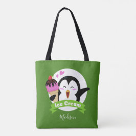 Eis Creme Pinguin individuelle Name & Farbtaschen Tasche