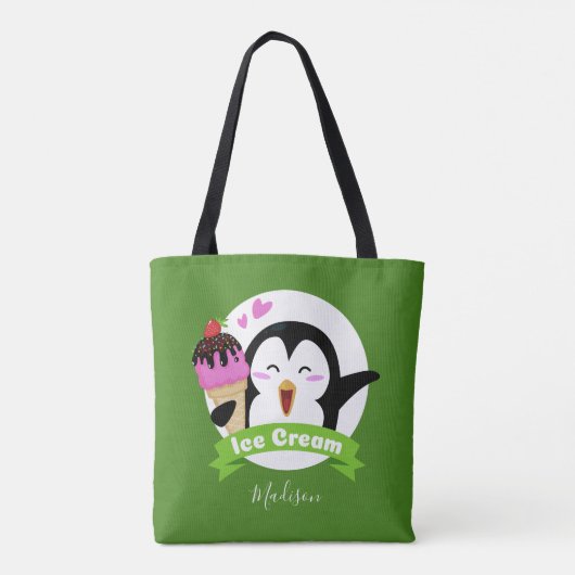 Eis Creme Pinguin individuelle Name & Farbtaschen Tasche (Rückseite)