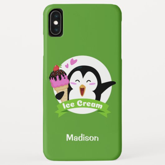 Eis Creme Pinguin individuelle Name- und Farbtelef Case-Mate iPhone Hülle (Rückseite)