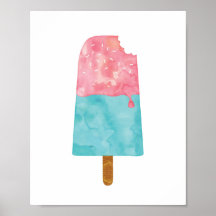 Eis Creme Popsiv Aquarelldruckposter