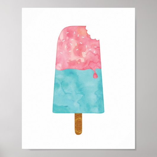 Eis Creme Popsiv Aquarelldruckposter Poster (Vorne)