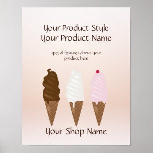 Eis Creme Shop Ice Creme Cones Produktzeichen Poster