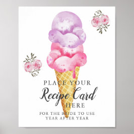 Eis Creme Verlassen Rezept Karte Hier unterzeichne Poster