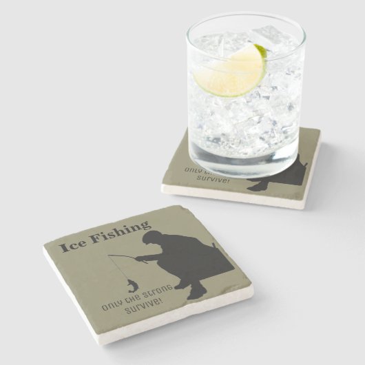 Eis, das lustigen SteinUntersetzer fischt (Seitenansicht)