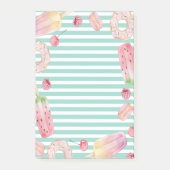 Eis, Früchte, Donuts Streifen Post-it Klebezettel (Vorderseite)