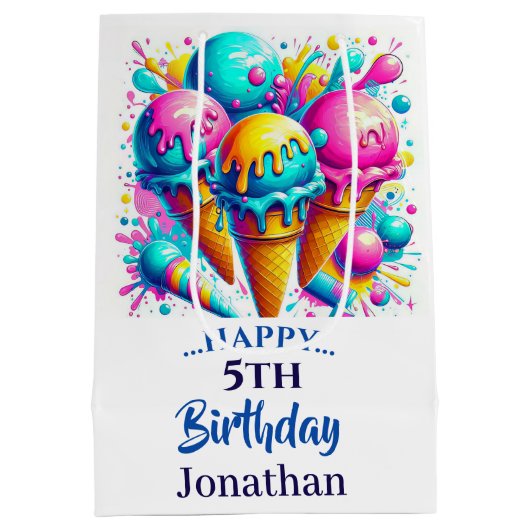 Eis Geburtstagsparty Mittlere Geschenktüte (Rückseite)