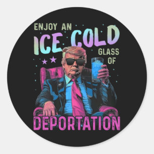 Eis genießt ein eiskaltes Gl der Deportation Runder Aufkleber