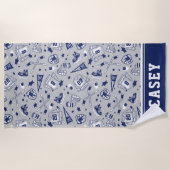 Eis-Hockey-Gang-graue Marine-weißer Kontur-Druck Strandtuch (Vorderseite)