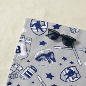 Eis-Hockey-Gang-graue Marine-weißer Kontur-Druck Strandtuch (Beispiel)