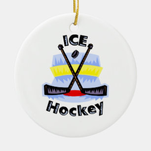 Eis-Hockey-gekreuzte Stöcke Keramikornament