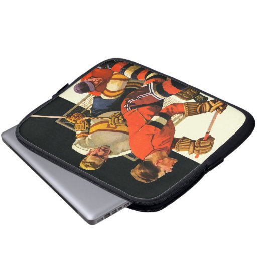 Eis-Hockey-Match Laptopschutzhülle (Vorne Knopf)
