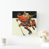 Eis-Hockey-Match Quadratische Wanduhr (Zuhause)