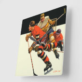 Eis-Hockey-Match Quadratische Wanduhr (Winkel)