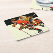 Eis-Hockey-Match Rechteckiger Pappuntersetzer (angewinkelt)