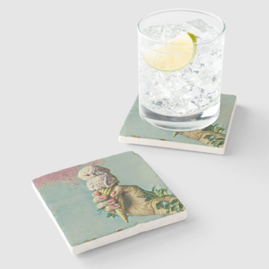 Eis-Lieblingsgeschenk Steinuntersetzer (Seitenansicht)