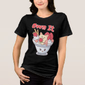 Eis mit Kawaii Cat & Erdbeeren Tri-Blend Shirt (Vorderseite)