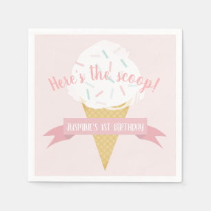 Eis mit Streuseln Rosa Here's the Scoop Geburtstag Serviette