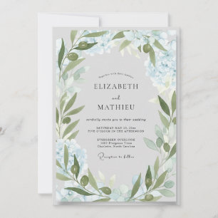 Eis-Olive-Blattwerk-Eukalyptus-Hochzeit Einladung