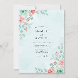 Eis-Pfirsich-Bemalte Hochzeit Einladung