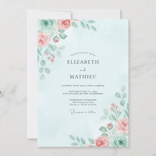 Eis-Pfirsich-Bemalte Hochzeit Einladung (Vorderseite)