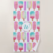 Eis Pop Eiscreme Farblich Niedlich trendy Monogram Strandtuch (Vorderseite)