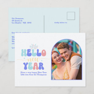 Eis-Pop Retro Neujahr Retro Modern Blau Foto Feiertagspostkarte