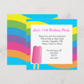 Eis Pop und Regenbogen Einladung (Vorne/Hinten)