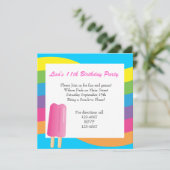 Eis Pop und Regenbogen Einladung (Stehend Vorderseite)