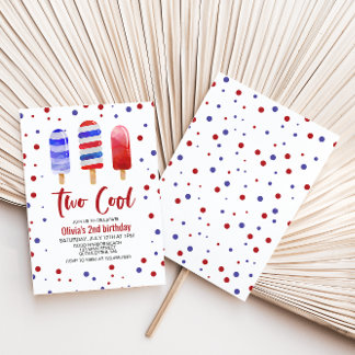 Eis Pops Zwei Coole Red White Blue 2. Geburtstag Einladung