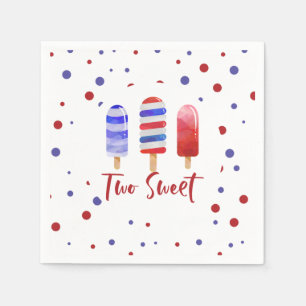 Eis Pops Zwei Sweet Red White Blue 2. Geburtstag Serviette