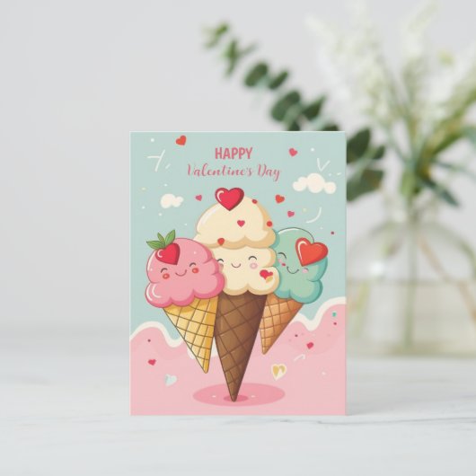 Eis Postkarte Valentinstag (Stehend Vorderseite)